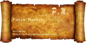 Patik Martin névjegykártya